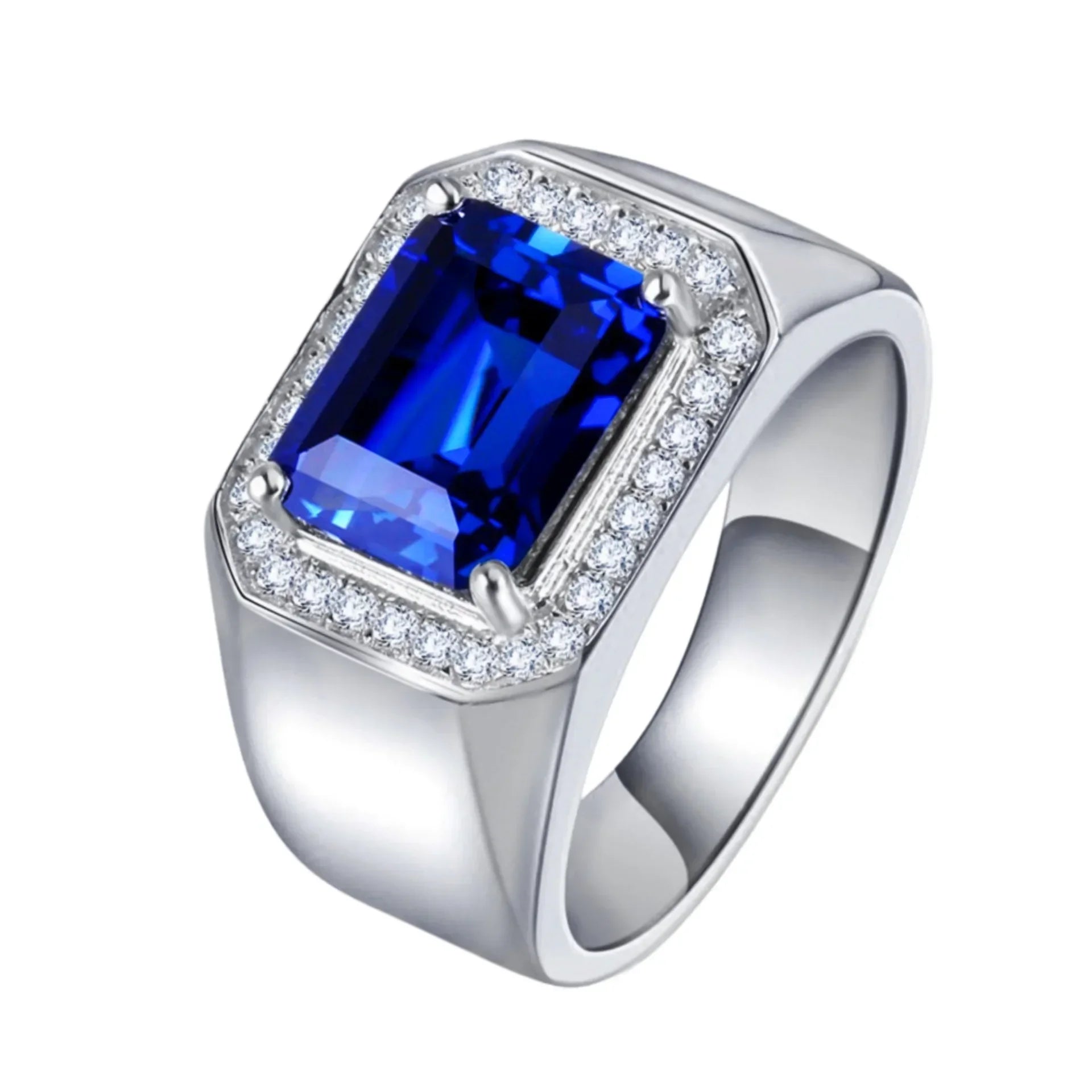 Vintage Men's Sapphire Diamond Engagement Ring