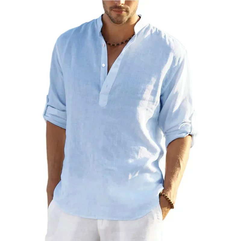 Men's Breathable Linen Long Sleeve Casual Shirt