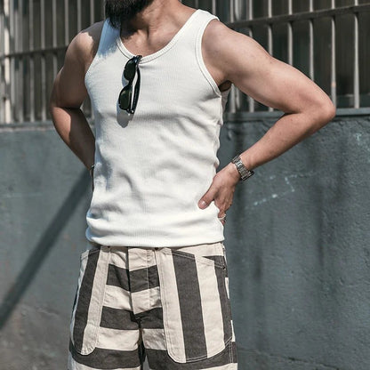Men's Slim-Fit Ribbed Cotton Tank Top