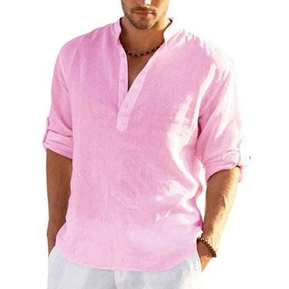 Men's Casual Long Sleeve Linen Shirt
