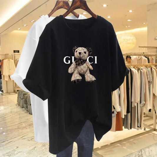 Trendy Oversized Animal Print Cotton T-Shirts