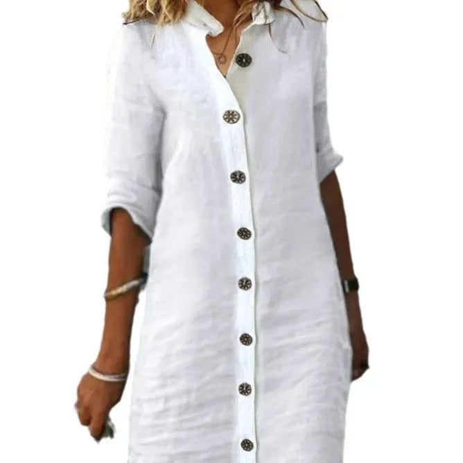 Stylish Cotton Linen Mini Dress for Women