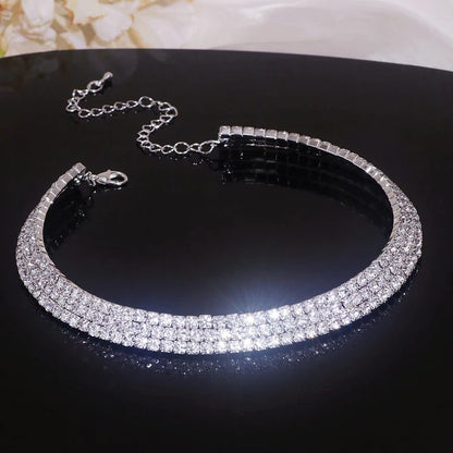 Luxury Silver Rhinestone Wedding Jewelry Set