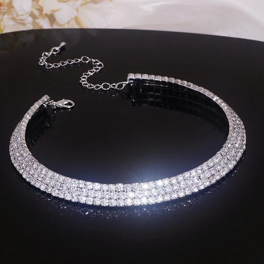 Luxury Silver Rhinestone Wedding Jewelry Set