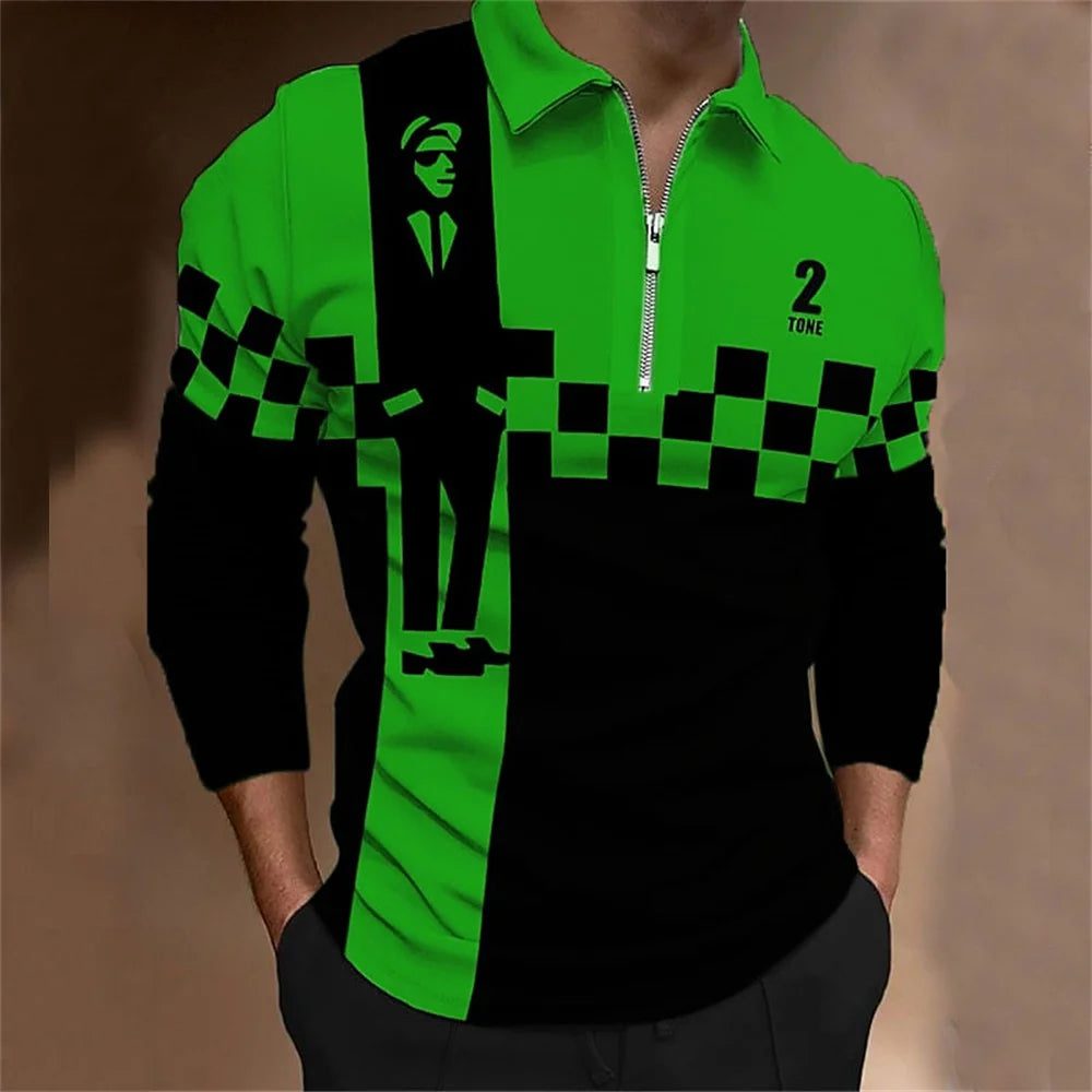 Men's 3D Printed Chess Card Golf Polo