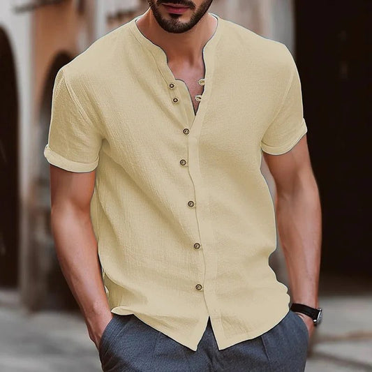 Men's Casual Retro Linen Short-Sleeve Shirt