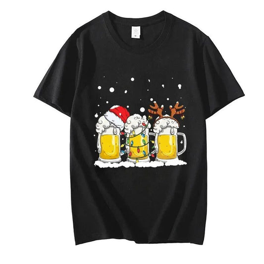 Funny Black Cat Christmas T-Shirt for Men