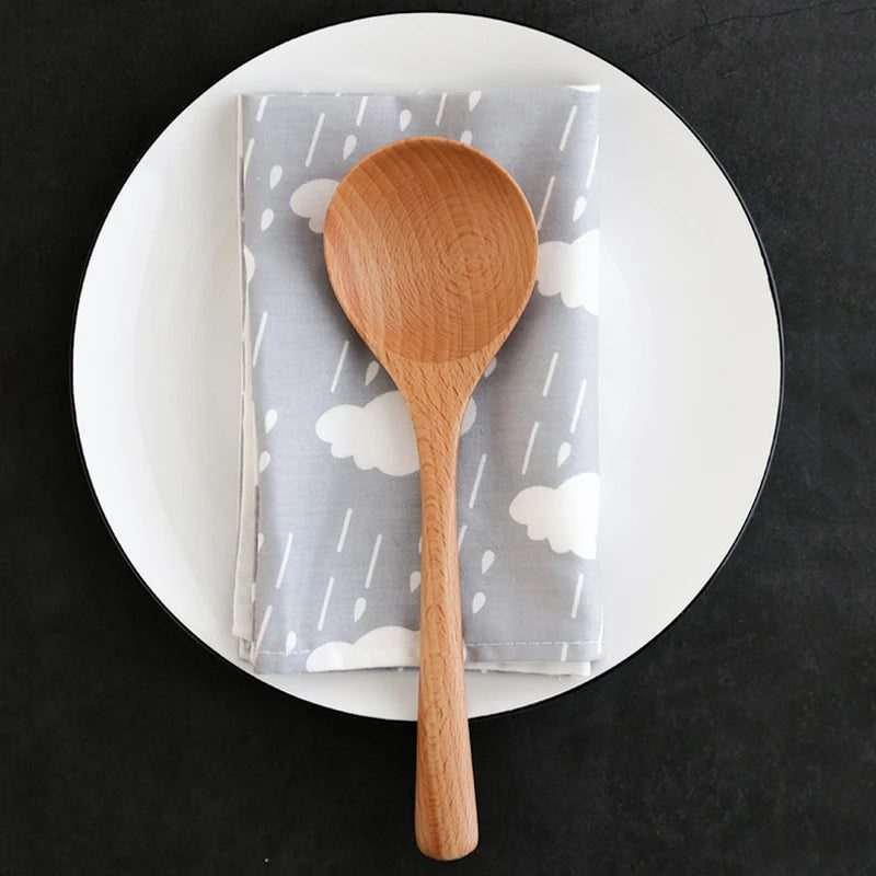 4 Beech Wood Soup Spoons for Cooking