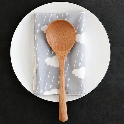 4 Beech Wood Soup Spoons for Cooking