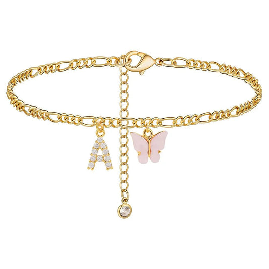 Waterproof Initial Letter Anklets for Women