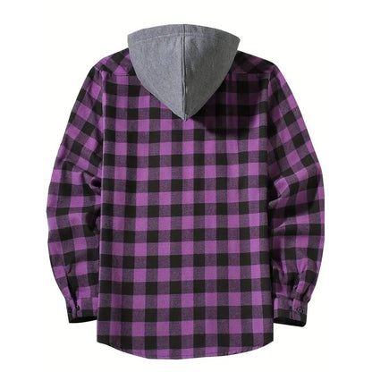 Men's Classic Plaid Flannel Hoodie Shirt