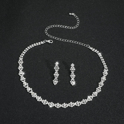 Elegant Bridal Crystal Necklace and Earrings Set