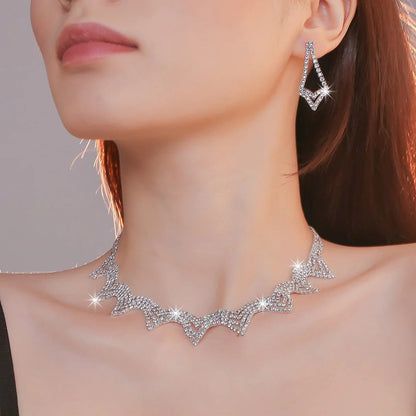Elegant Bridal Crystal Necklace and Earrings Set