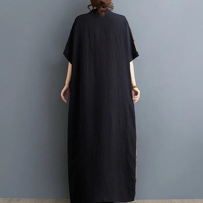 Vintage Black Cotton Dress with Pockets