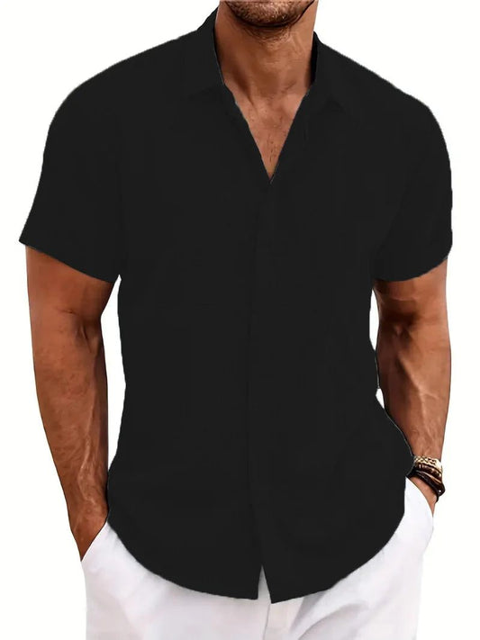 Trendy Loose Cotton Linen Short-Sleeve Shirt