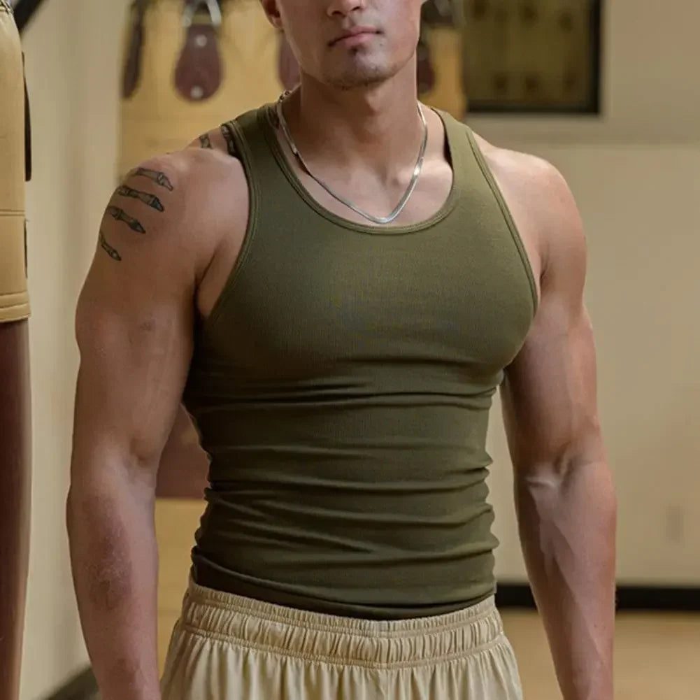 Men's Ribbed Sleeveless Tank Top for Summer