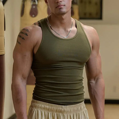 Men's Ribbed Sleeveless Tank Top for Summer