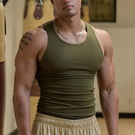 Men's Ribbed Sleeveless Tank Top for Summer