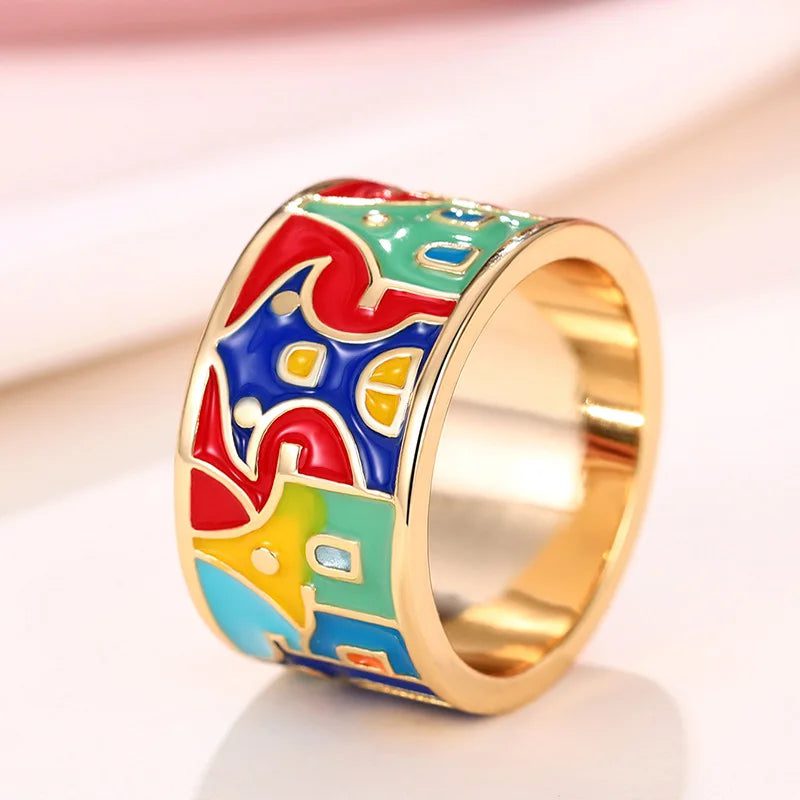 Luxury Green Leaf Enamel Women's Ring