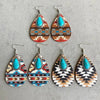 Boho Turquoise Teardrop Earrings with Aztec Design