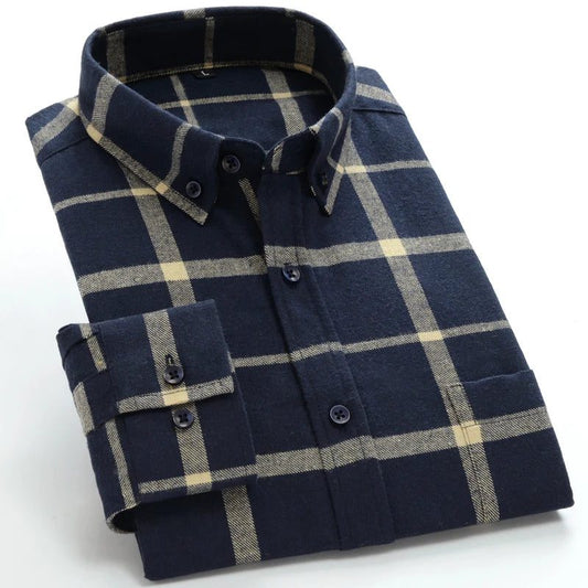 Men's Red Checkered Flannel Shirt Long Sleeve
