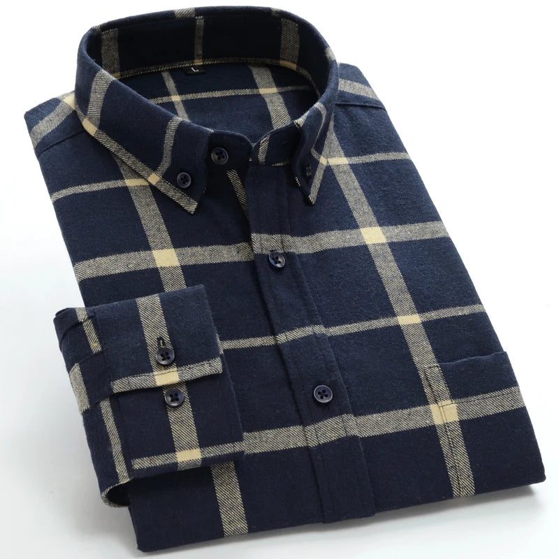Men's Red Checkered Flannel Golf Shirt