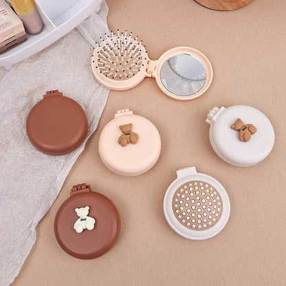 Portable Mini Pocket Mirror Hair Brush