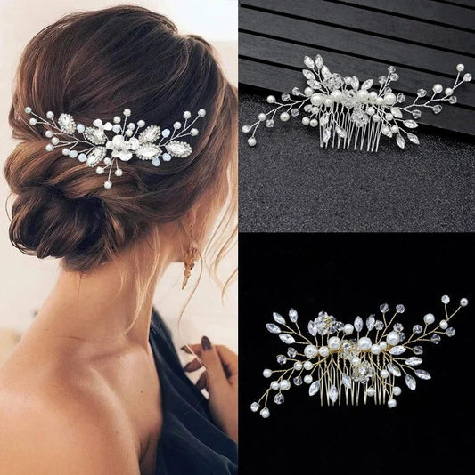 Elegant Floral Crystal Pearl Wedding Hairpin