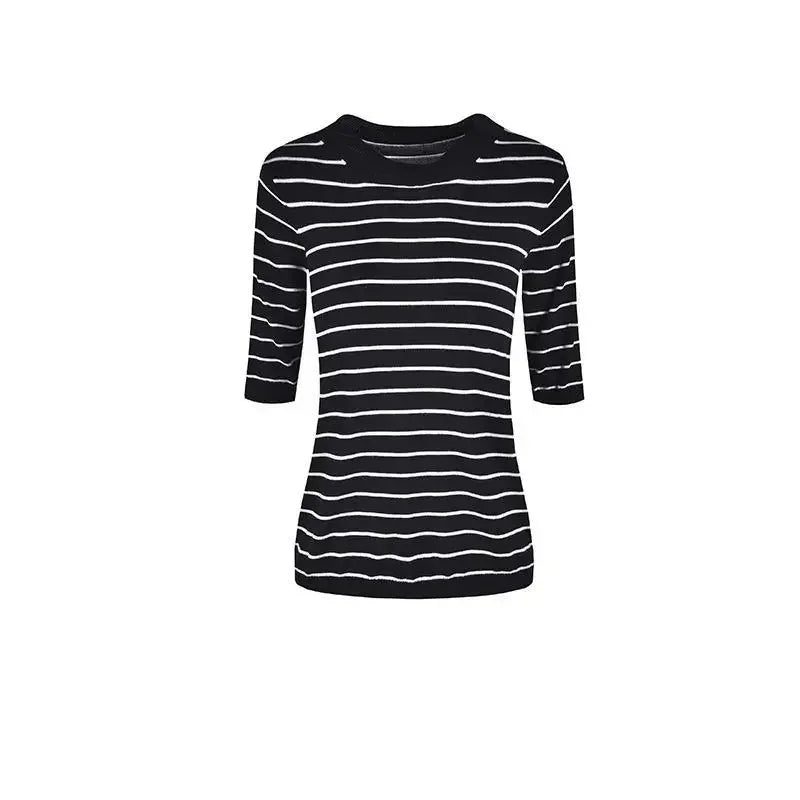 Women's Striped Silk Cotton Loose T-Shirt