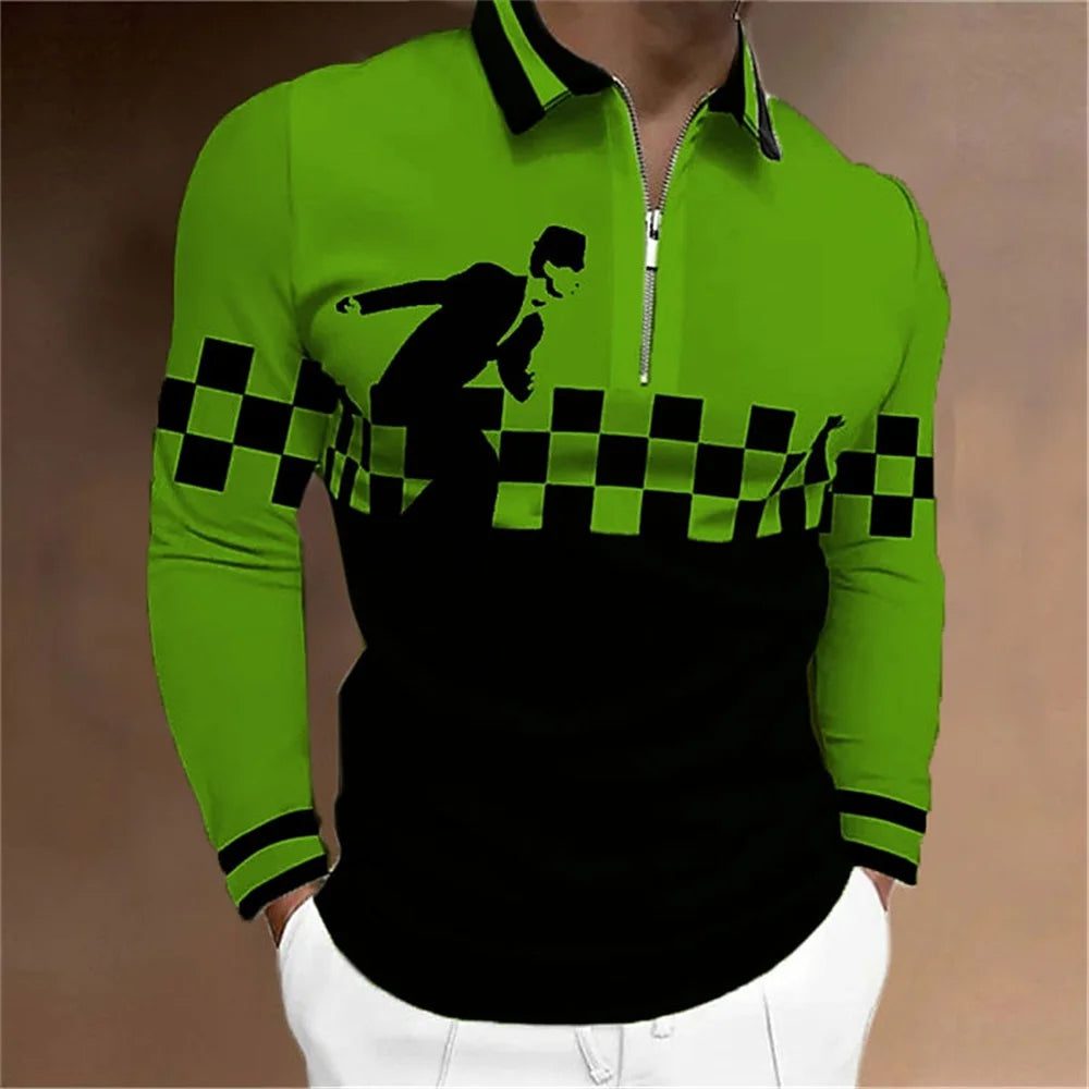 Men's 3D Printed Chess Card Golf Polo
