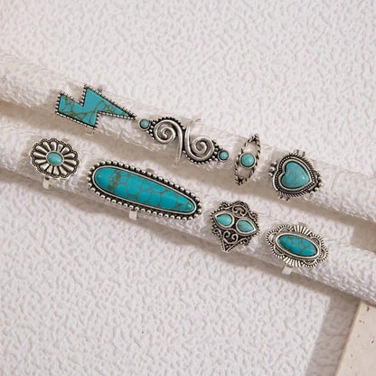 8Pcs Vintage Bohemian Turquoise Knuckle Rings