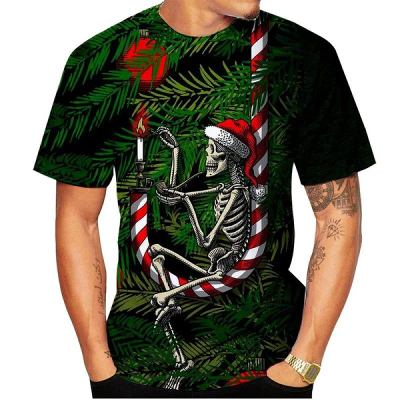 Gothic Skull 3D Print Christmas T-Shirt