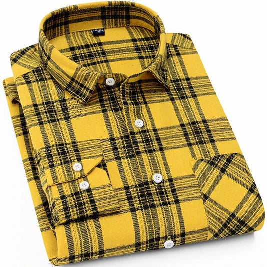 Men's Slim-Fit Flannel Plaid Shirt - Comfortable