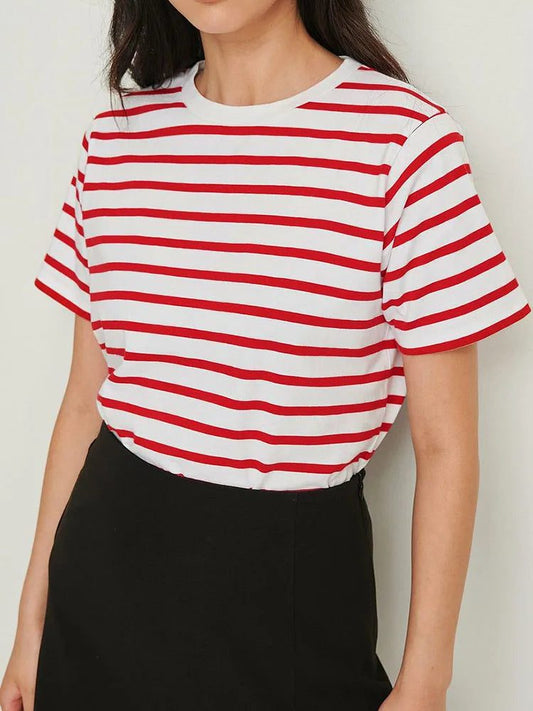 Cozy Striped Short Sleeve T-Shirt for Women