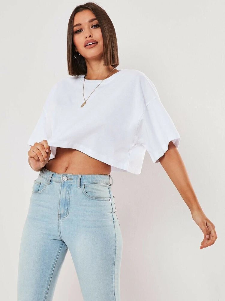 Stylish Cropped Cotton T-Shirts for Women