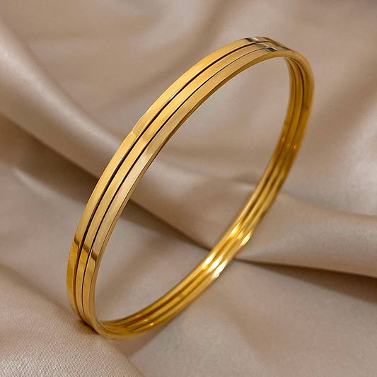 Waterproof Gold Plated Thin Bangles Set