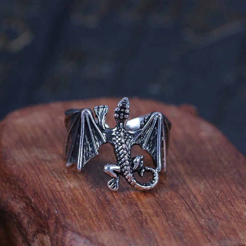 Vintage Gothic Dragon Bat Rings for Women