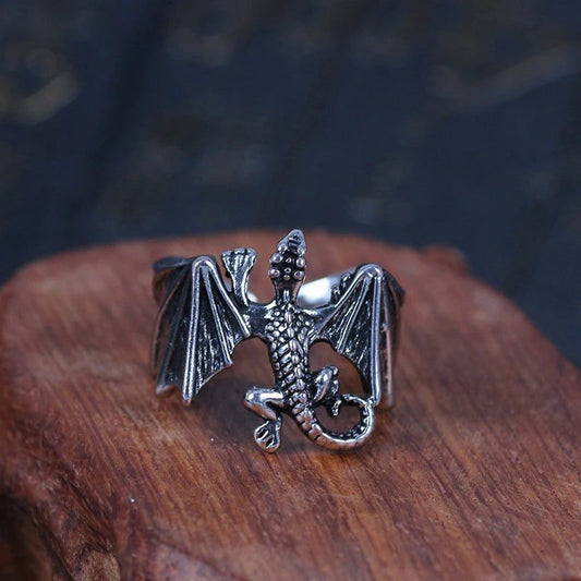 Vintage Gothic Dragon Bat Rings for Women