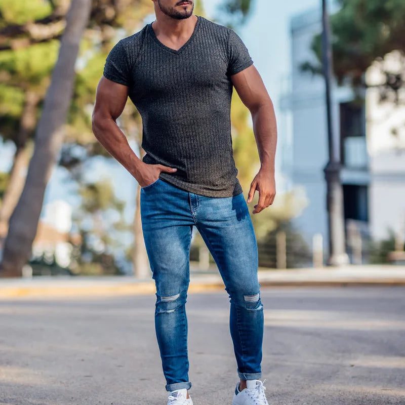 Men's V-Neck Sports T-Shirt for Summer