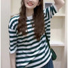 2024 Summer Striped Cotton T-Shirts for Women