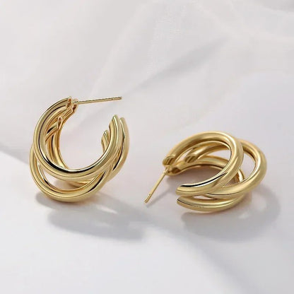 Vintage Stainless Steel Hoop Earrings for Women