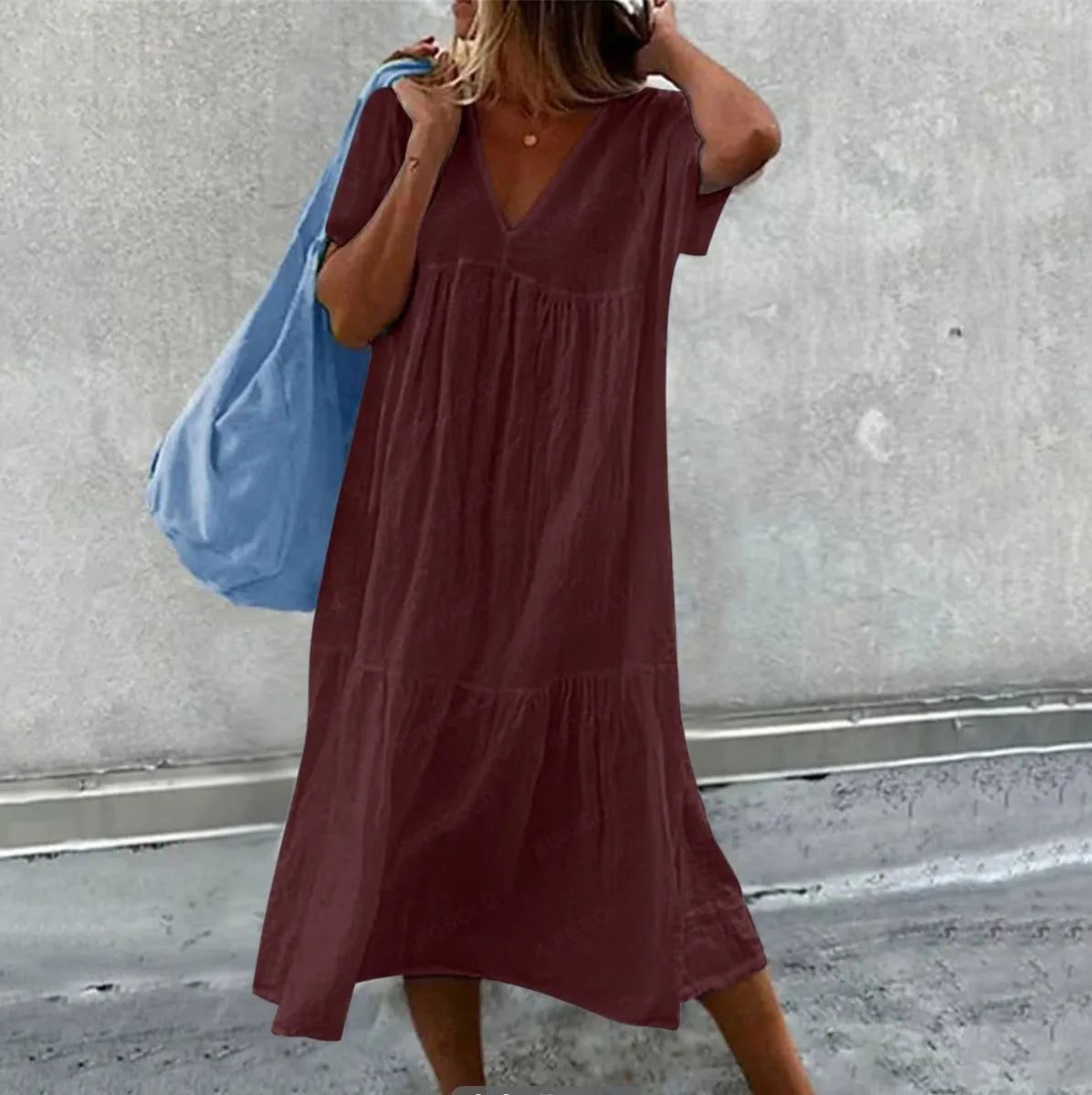 Chic Cotton Linen Midi Dresses for Women