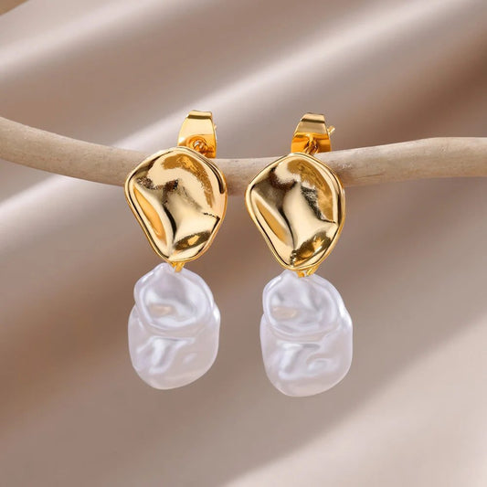 Waterproof Heart Zircon Gold Hoop Earrings
