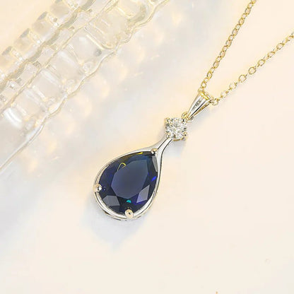 925 Sterling Silver Blue Sapphire Pendant Necklace