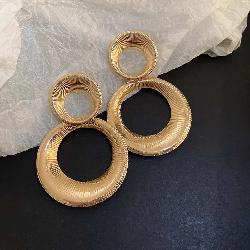 Vintage Gold Geometric Dangle Earrings for Women