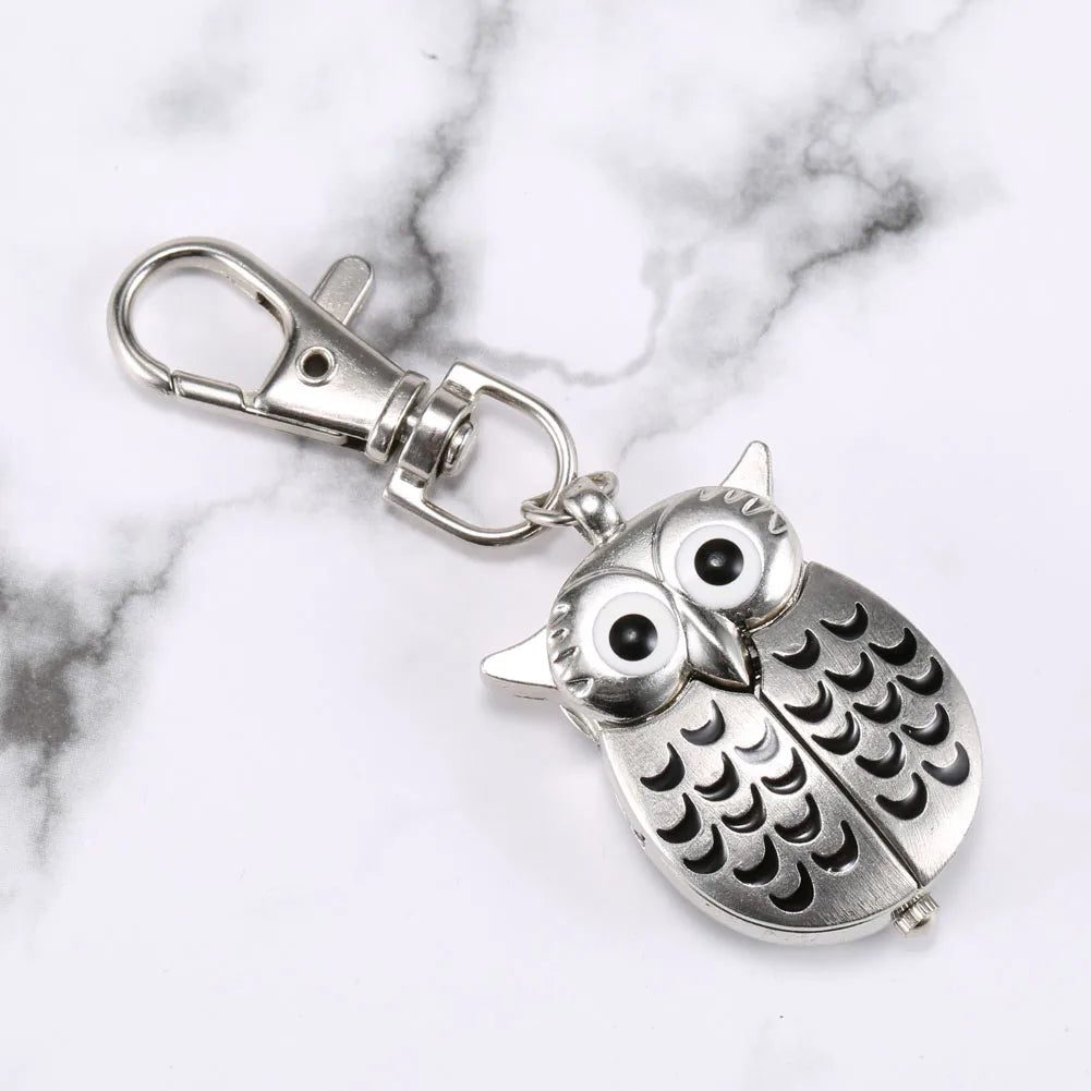 Vintage Owl Pocket Watch Keychain Gift