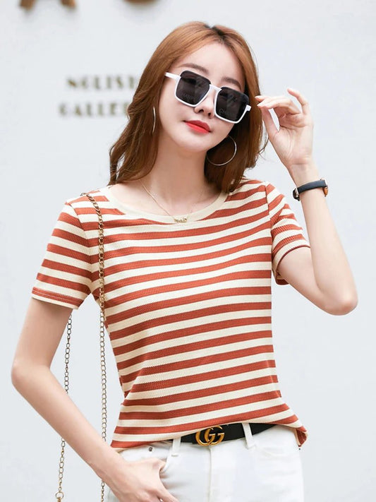 2024 Women’s Casual Striped T-Shirt Summer
