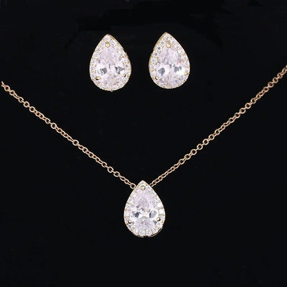 Elegant Bridal Jewelry Set: Water Drop Earrings