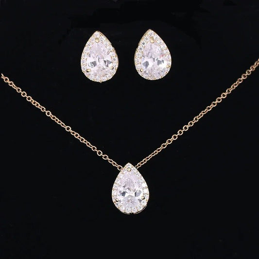 Elegant Bridal Jewelry Set: Water Drop Earrings