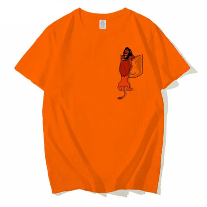 Men's Oversized Pocket T-Shirt with Lion Print